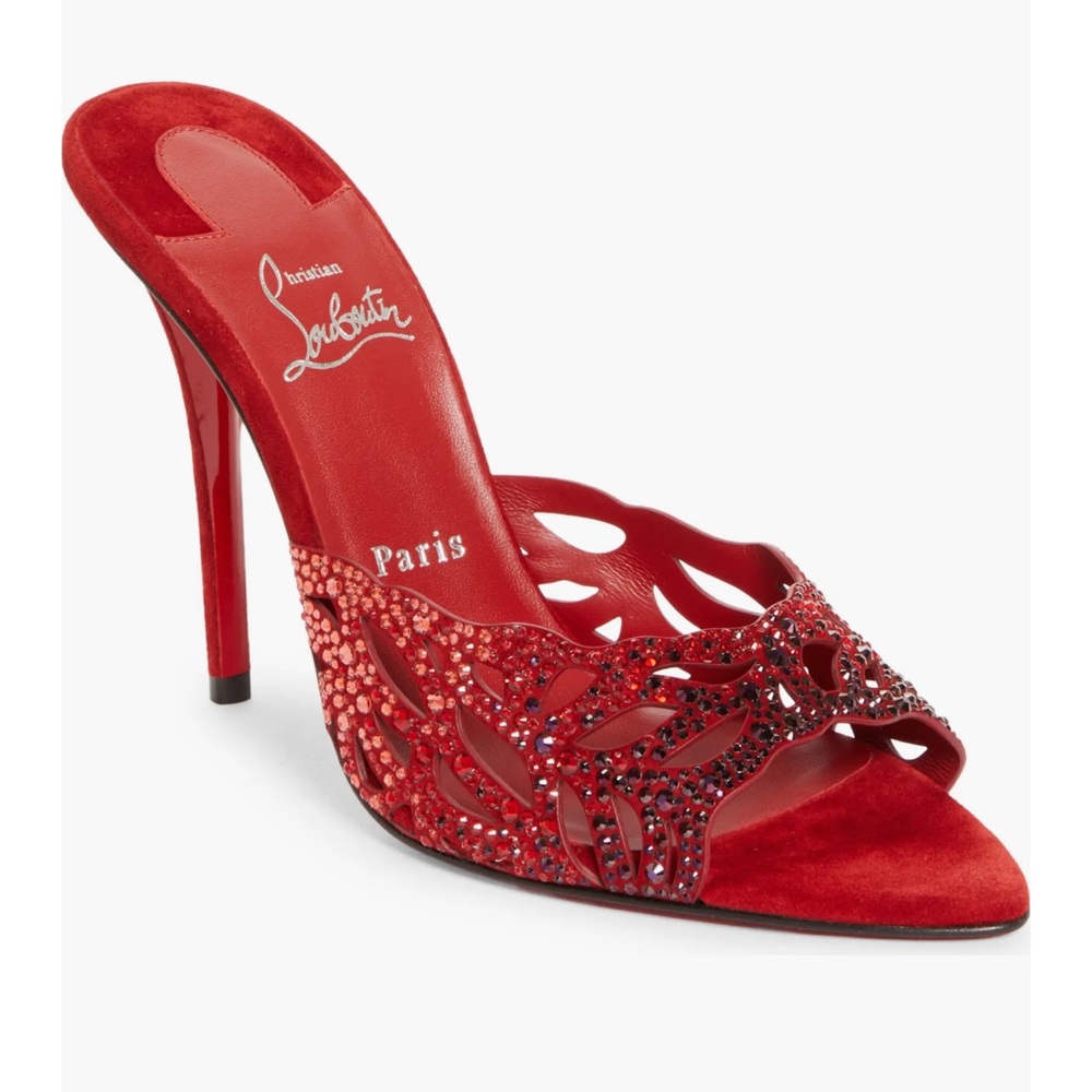 Christian Louboutin Red Embellished Heels - Picture 6 of 13